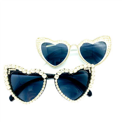 Heart shaped frame Sunglasses Black White