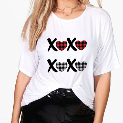 Summer leopard print/plaid heart women's T-shirt