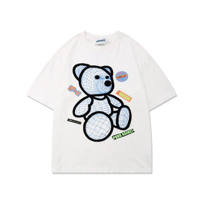 Summer cartton unisex bear T-shirt  And Women's Street Wear Loose Fit Tshirts