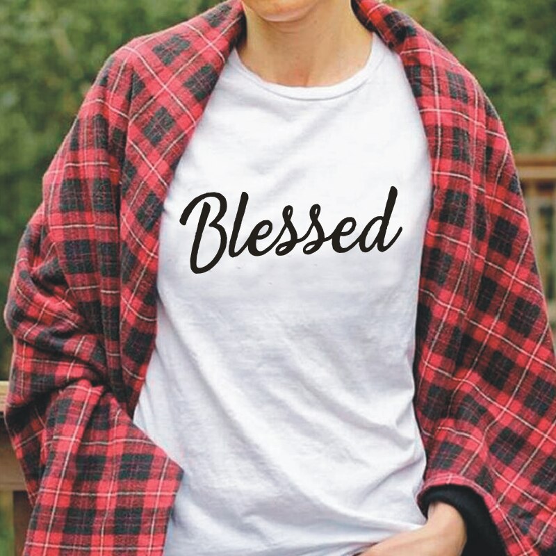 Blessed Letter Printing T-shirt Women