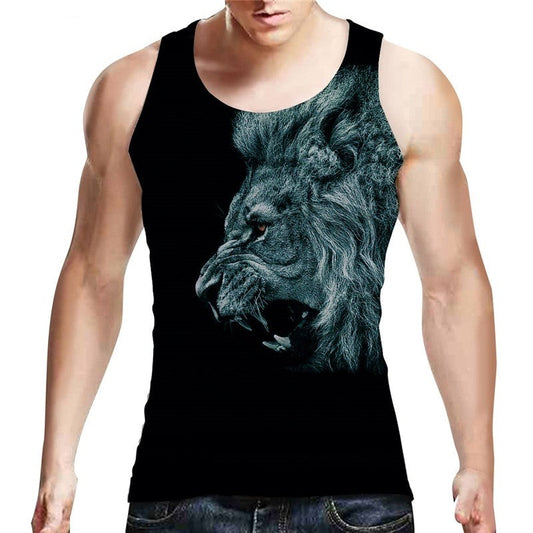 Men's lion print Tank Tops