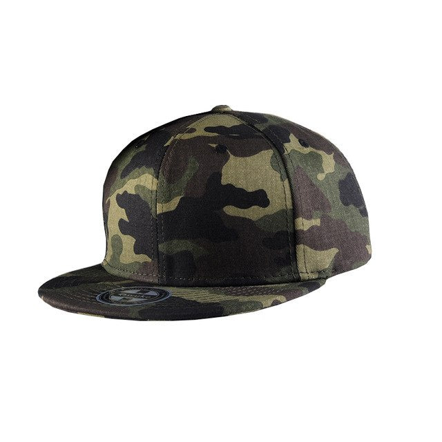 Camouflage flat brim snap back caps