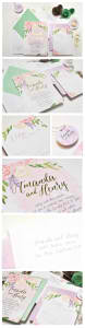 Peony with Foil Wedding Invitation Suite