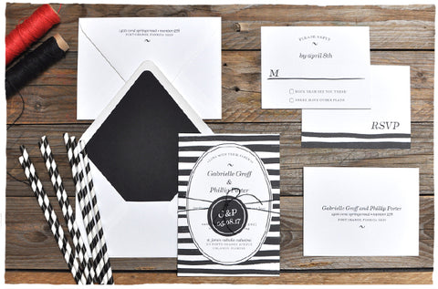 Casual Stripe Wedding Invitation Suite