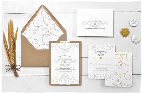 Debonair Wedding Invite Suite with Ribbon