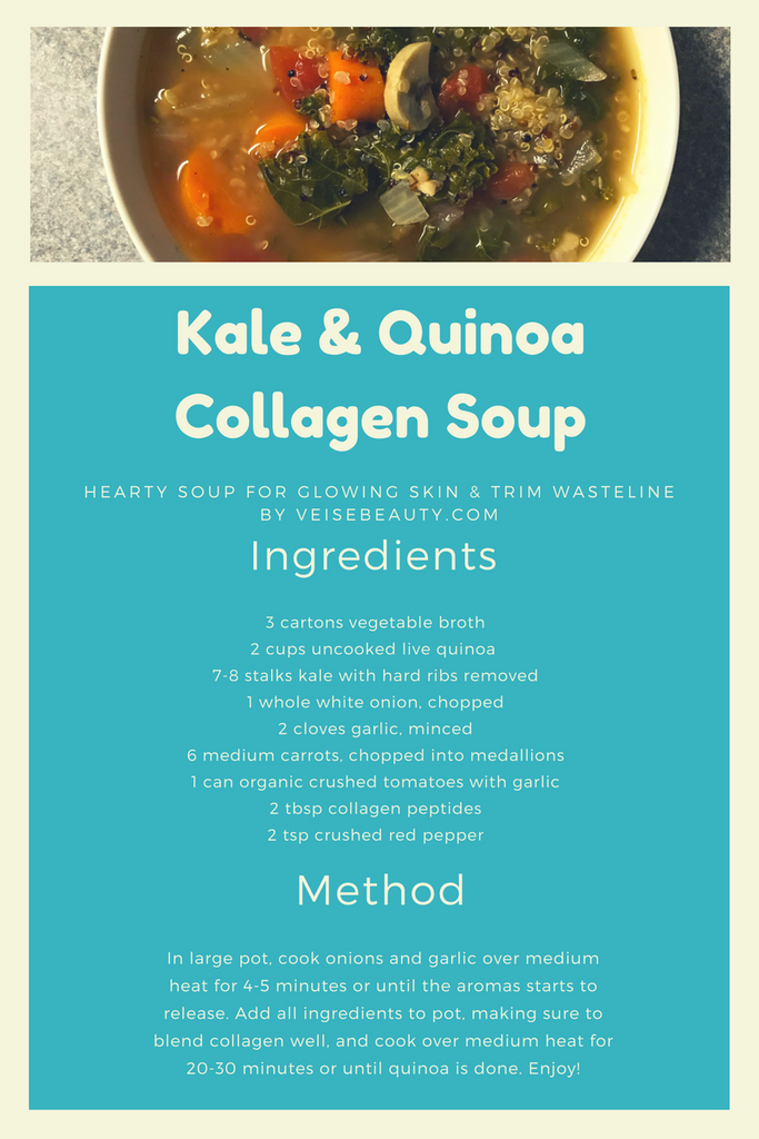 Kale and Quinoa Collagen Soup For Glowing Skin and Trim Wasteline - Veise Beauty 