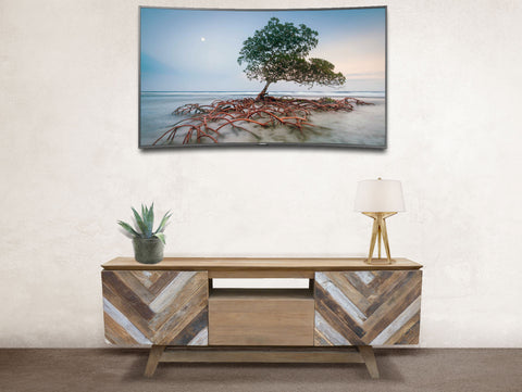 Recycled teak art deco media center / tv stand