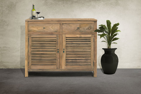 Recycled teak louvered cabinet