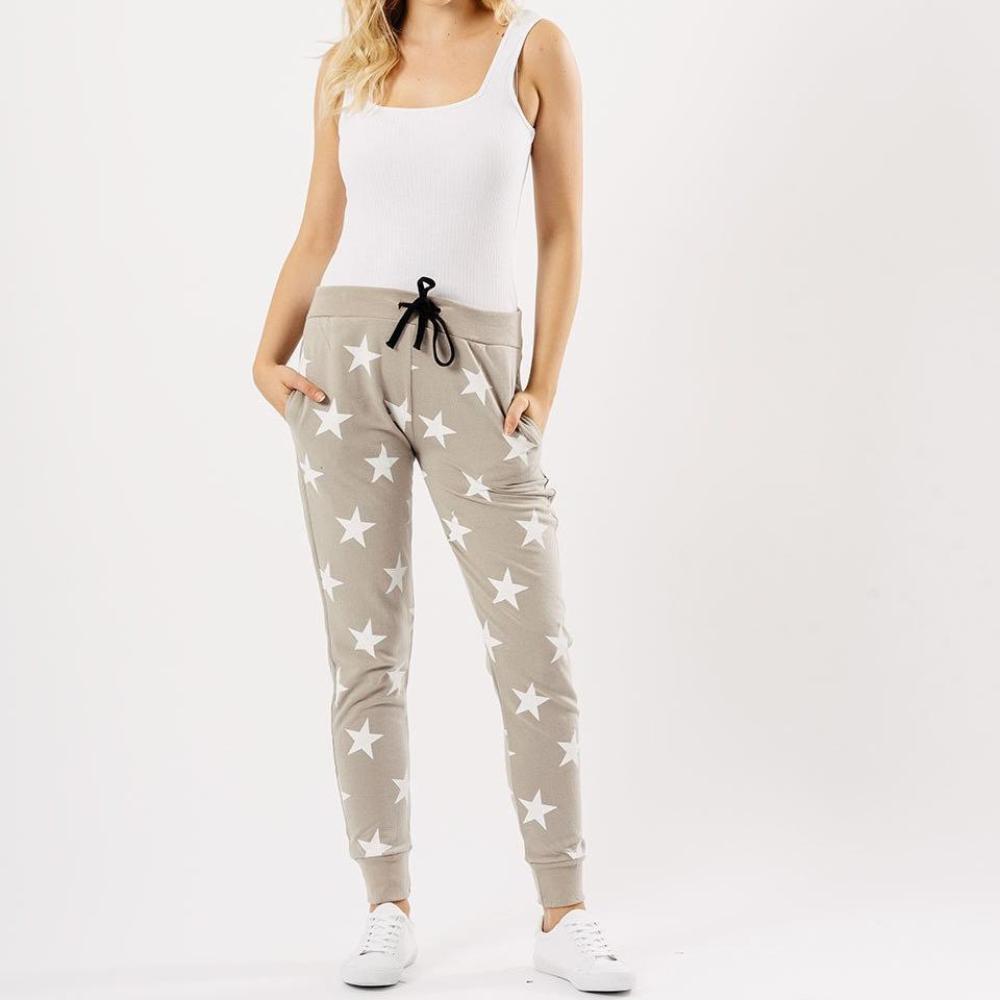 grey joggers with stars