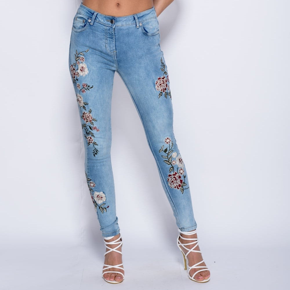 embroidered jeans