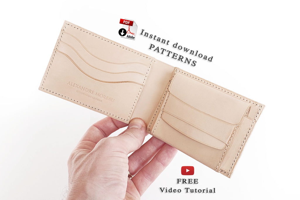 Bifold wallet patterns download + free video tutorial – AM leathercraft