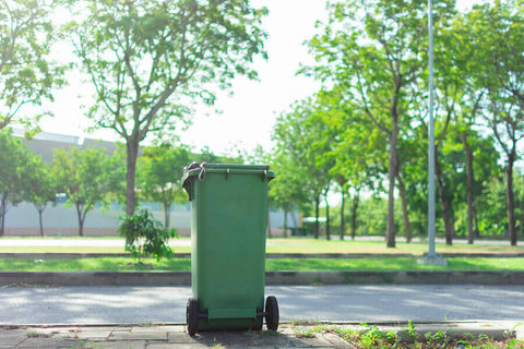 green wheelie bin on street