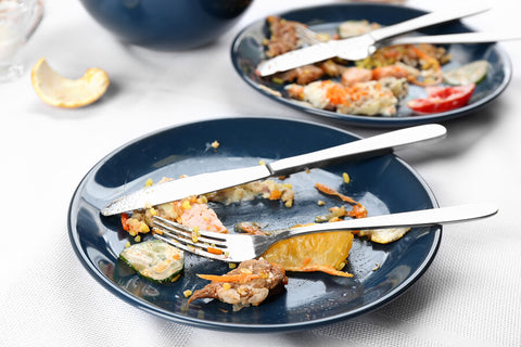leftovers on plates for food waste