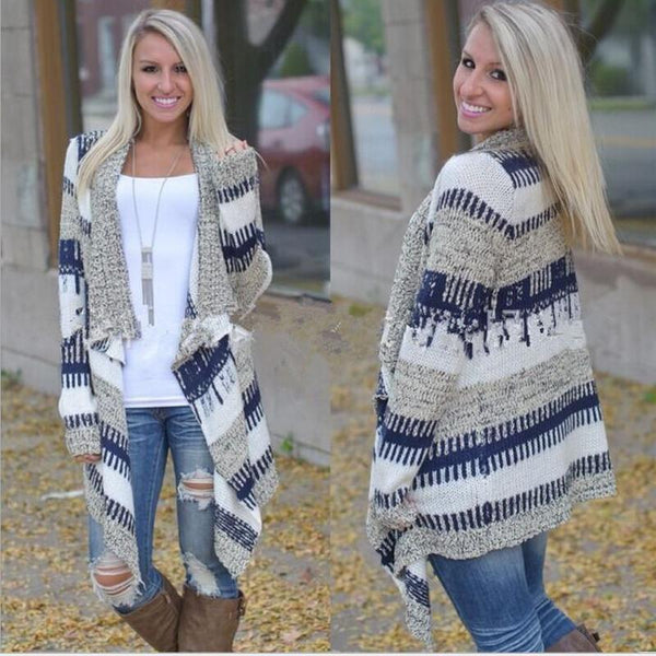 striped knit sweater