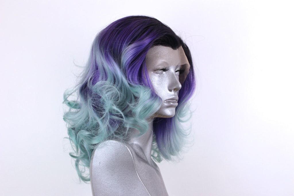 purple and green wig