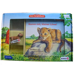 Lion Cub  Schleich 82822   Introduced: 2012; Retired: 2012  In 2012 Schleich provided animals for a cooperative children's book series called Mein Tierspielbuch produced with the publishing company Meyer.