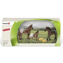 Schleich Appaloosa Horse Family Scenery Pack  Schleich 41388  Introduced: 2013; Retired: 2014   Appaloosa Mare 13731, Appaloosa Stallion 13732 and Appaloosa Foal 13733 and two additional hay bales.