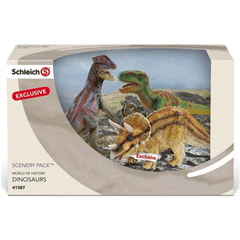 Schleich Dinosaur Scenery Pack Schleich 41387 Introduced: ; Retired: Special Edition Triceratops, Dilophosaurus 14510 and Velociraptor 14509