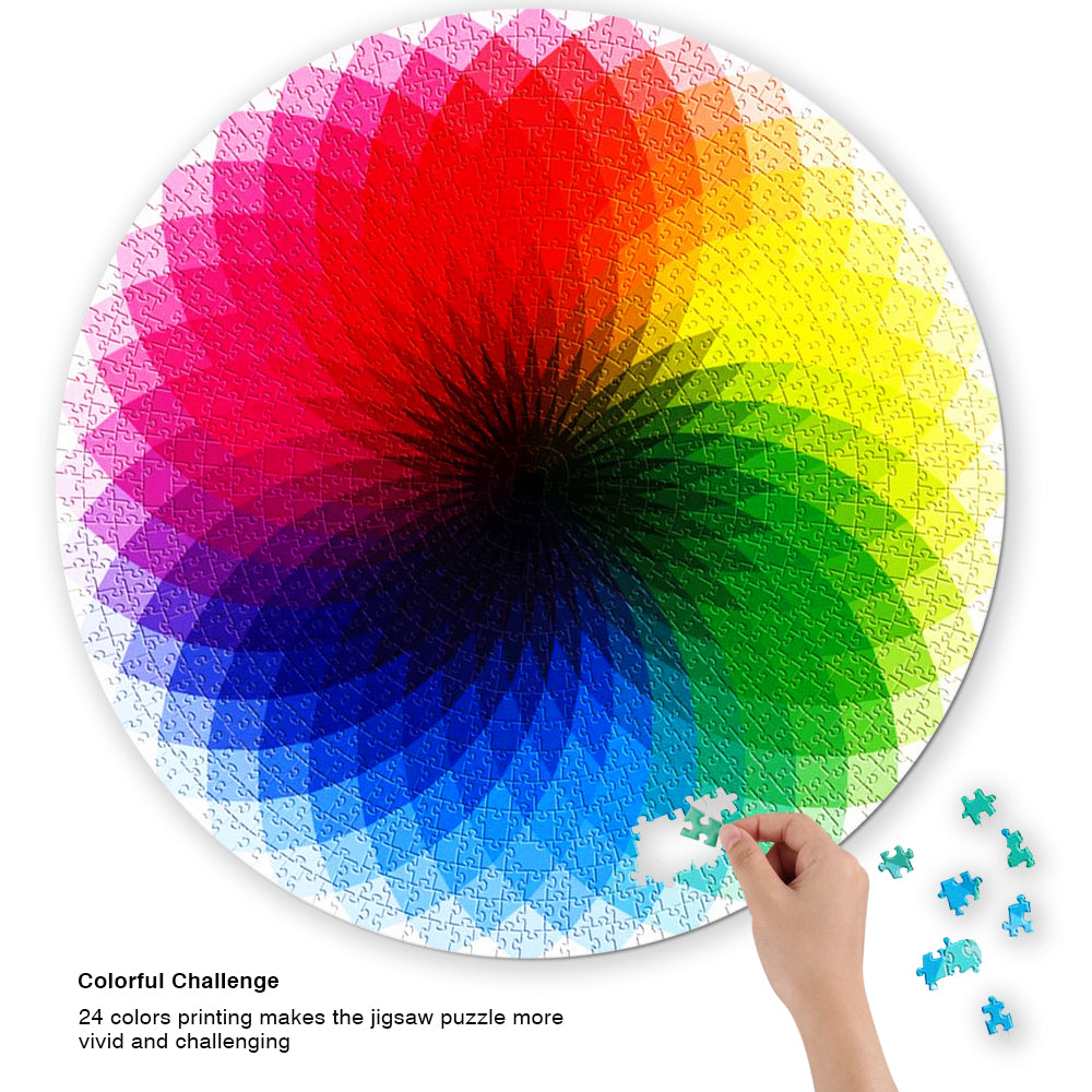 1000Pcs Runde Puzzles Rainbow Palette Intellectual Game für Erwachsene & Kinder 