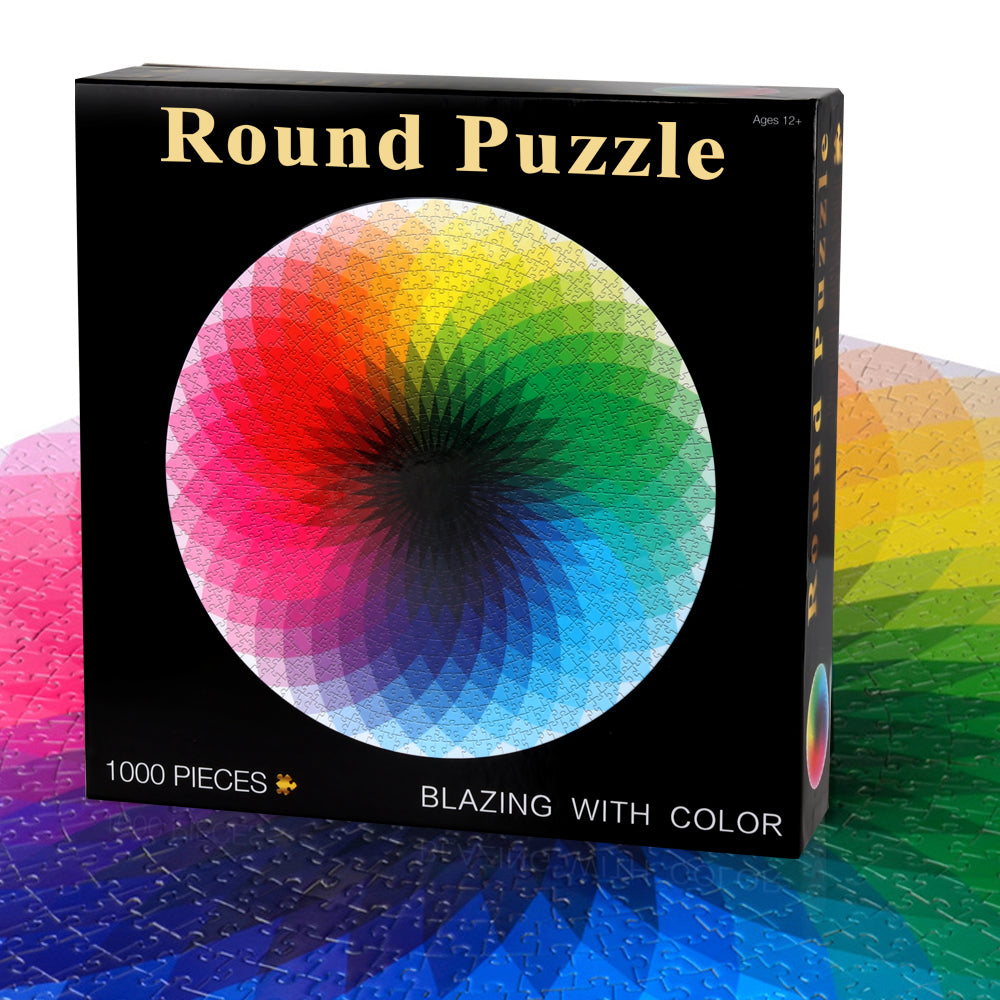 Jigsaw Puzzle 1000 Pieces Colorful Rainbow Round Educational Puzzle Adult Toy 