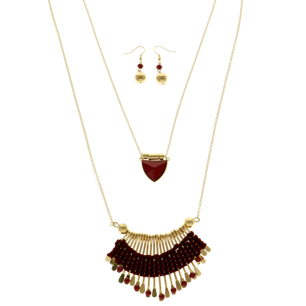 Mi Amore Fashion-Necklace Red/Gold-Tone 