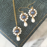 Pearl flower earrings, black pearl earrings, bridal earrings floral - Margeurite