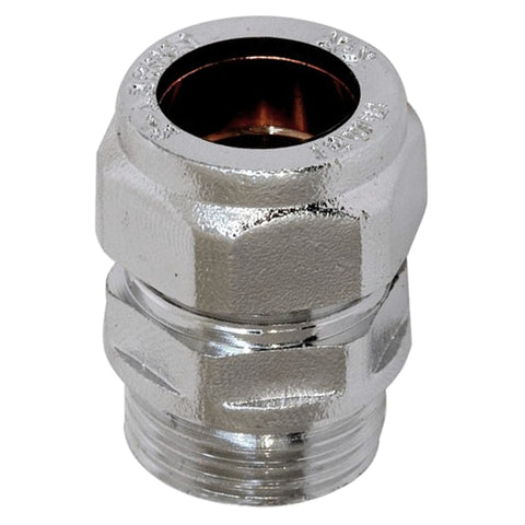 1/2" x 15mm Chrome Compression Straight Male Iron - Plumbing and Heating Supplies UK