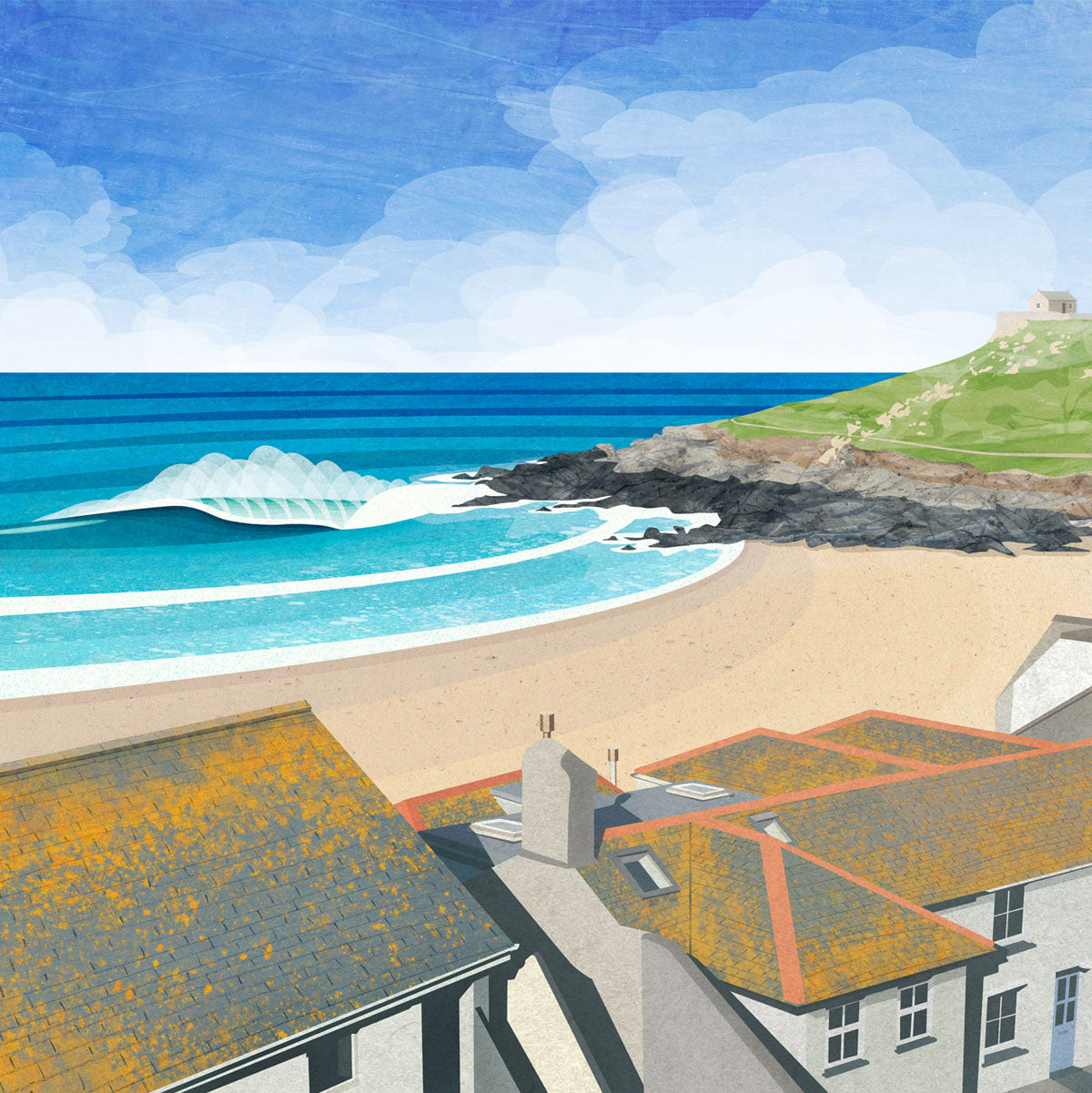 Porthmeor St Ives Cornwall Print by Laurie McCall