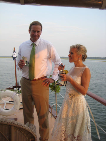 The Bride & Groom aboard the Lady Grace at Palmetto Bluff