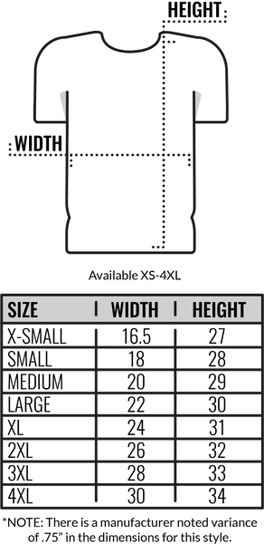 Canvas T Shirt Size Chart