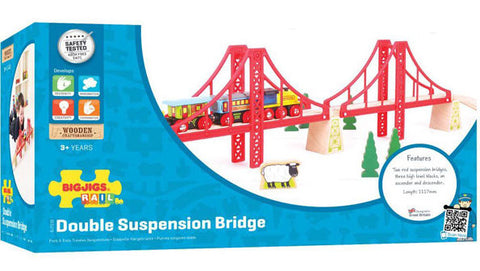 Bigjigs Rail Double Suspension Bridge wooden railway at Torquay Toys