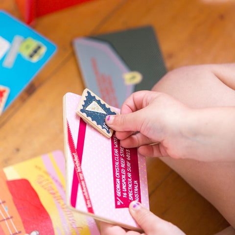 Make Me Iconic Australian red post box wooden toy stamps