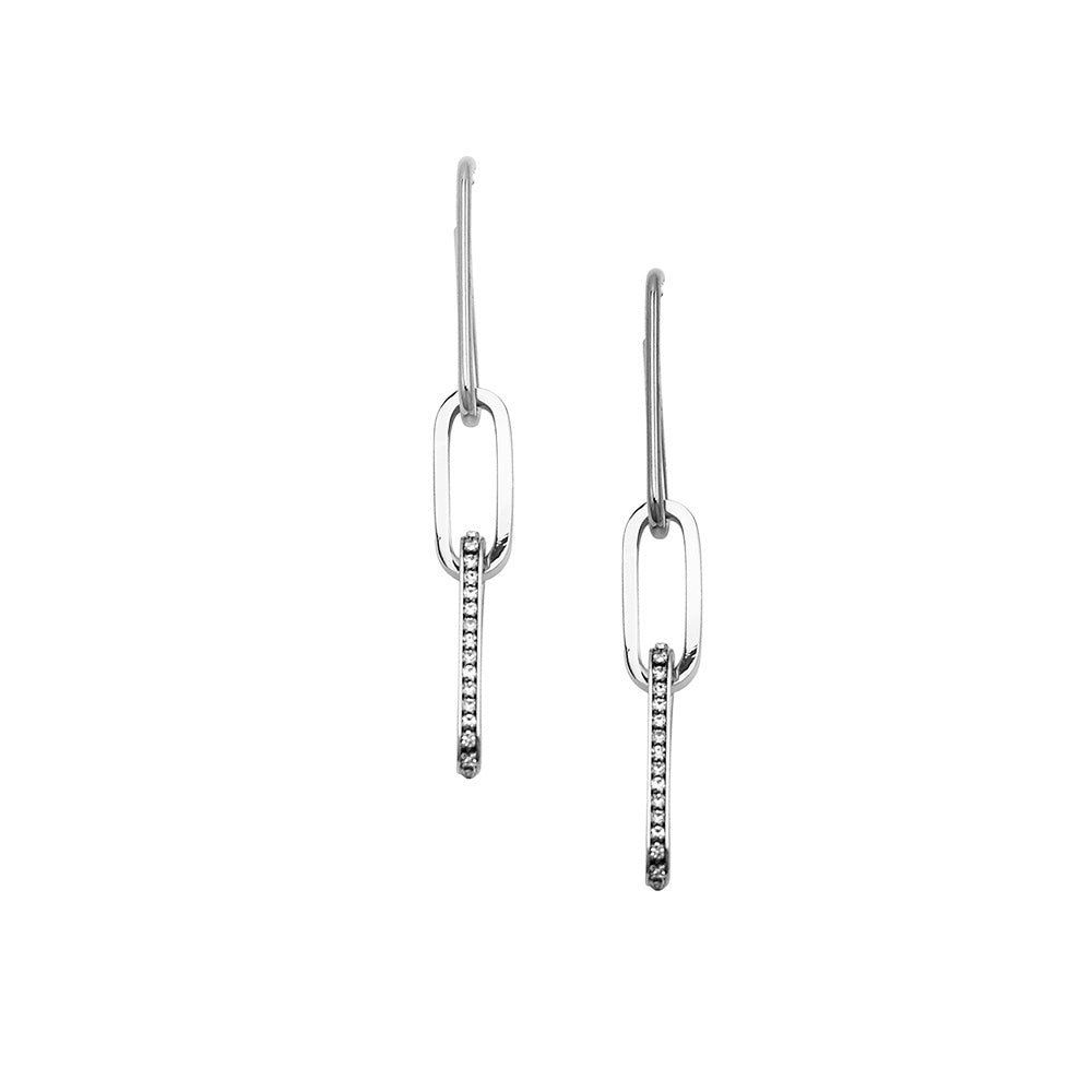 JOLIE AND DEEN SWAROVSKI CHAIN EARRINGS - SILVER