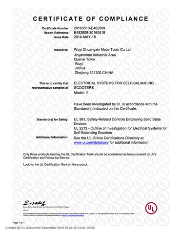 hoverboard ul certificate