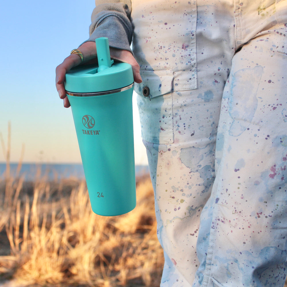 Takeya Actives 24 oz Teal BPA Free Insulated Straw Tumbler