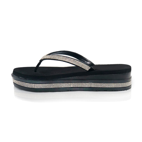 black bling flip flops