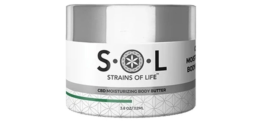 CBD body butter moisturizing topical rub for pain relief.
