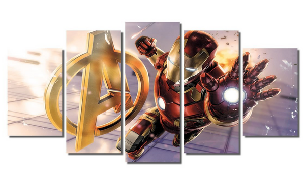 5 Piece Framed Marvel Avengers Stark Artwork On Wall Art For Office And Home Wall Decor