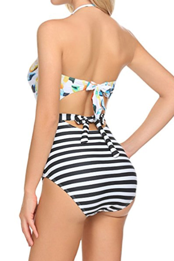 Sheinlove Printing First Love Haltered One-piece Swimsuit