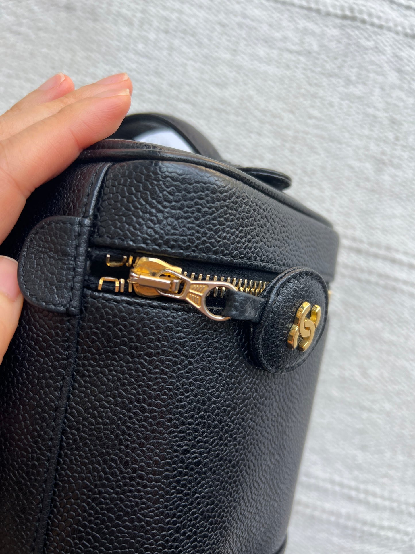 Sam, black vanity caviar case with serial and card - My Grandfather's Things