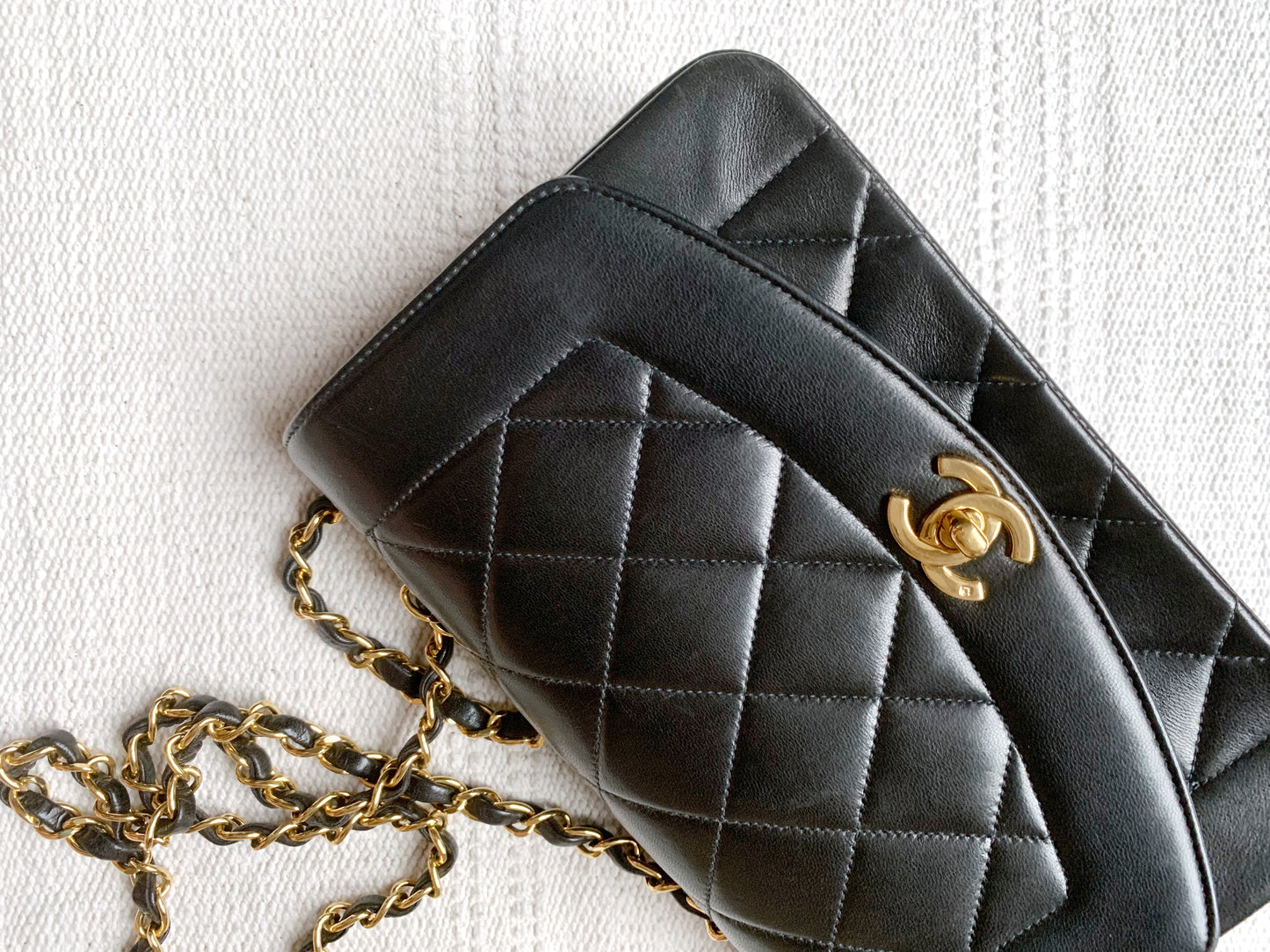 Whitley, 4 series small black lambskin Diana with serial and card - My Grandfather's Things