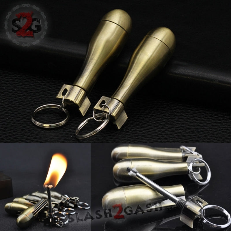 Fire Starter Capsule Flint Keychain Key ring Lighter Match NO Fuel Camp Too B$CA 