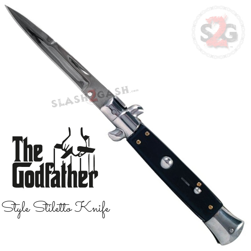 Godfather Stiletto Classic Switchblade - Black –