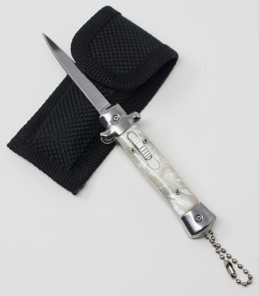 Sympton Acostumbrar estéreo Mini Stiletto OTF Knife Small Cali Legal Switchblade - White Pearl –  Slash2Gash