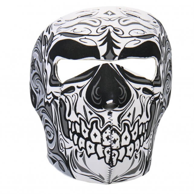Muerte Sugar Skull Day of Dead Reversible to Black Neoprene Half Face Mask 