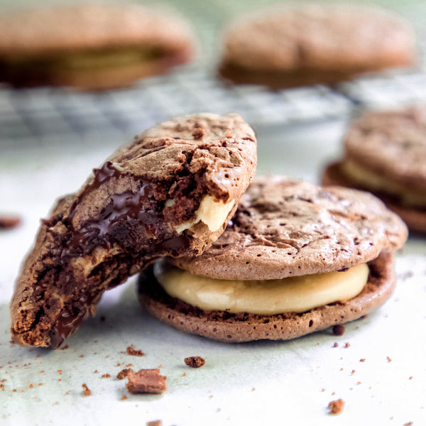 TCHO Brownie Cookies with Salted Caramel Crème