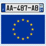 European flag and license plate