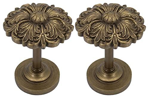 MERIVILLE Set of 2 Decorative Gold Ball End Window Curtain Holdbacks for Draperies 28-48, Black with Gold Finial