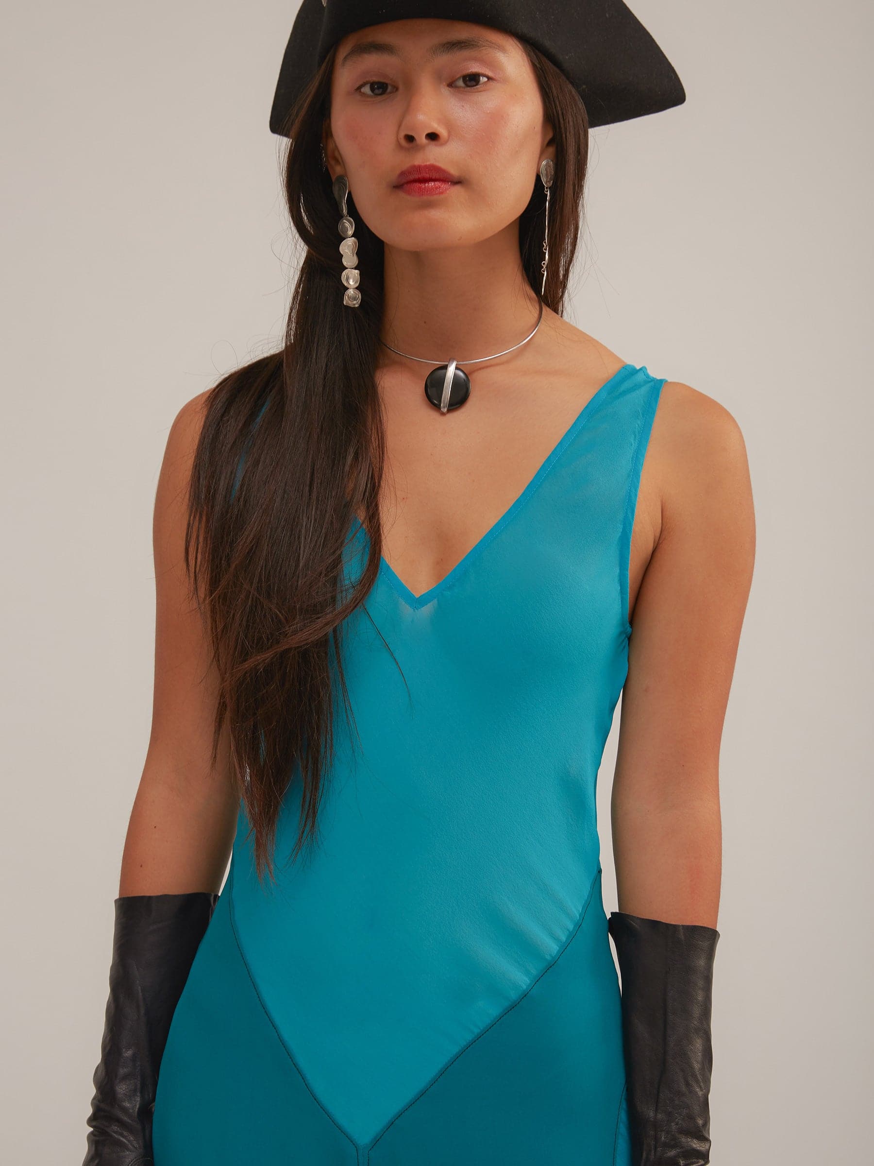 Archive Tex Silk Dress in Blue/Teal