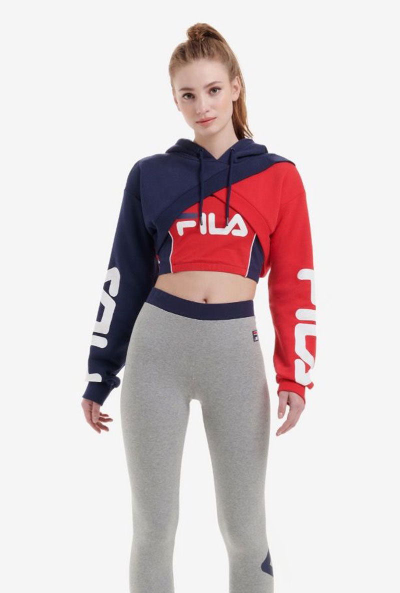 red fila cropped hoodie